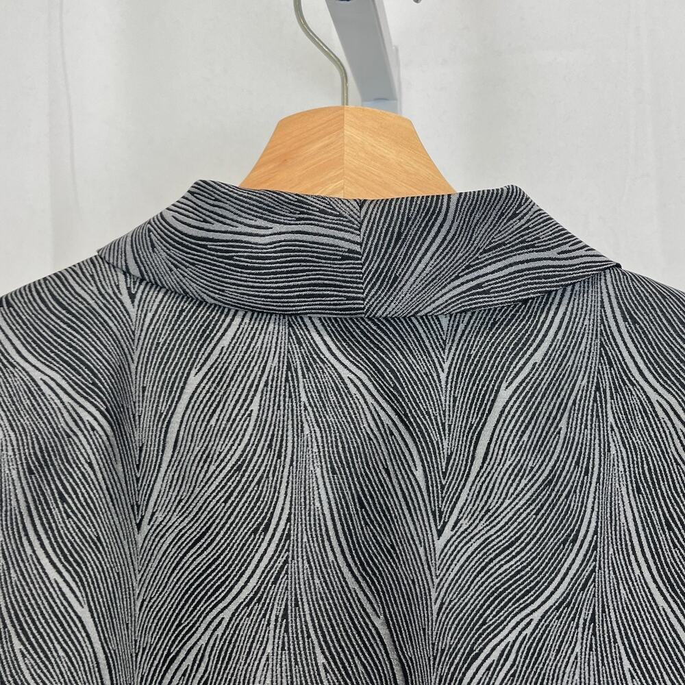 MING WANG Patterned Open Front Blazer Jacket 3/4 Slv Gray Silver Petite XS PXS - Picture 5 of 8